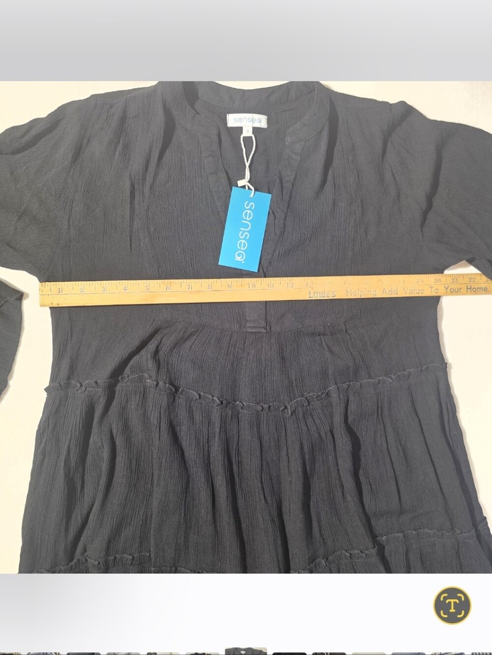 Sensea Black Tiered Babydoll Tunic Dress Size S NWT Boho Cottagecore - Picture 4 of 10